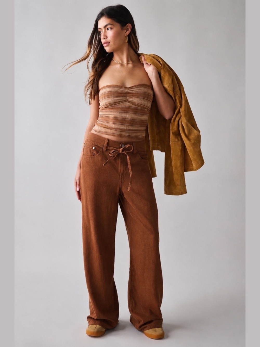 NWT Levi’s Premium Brown Linen Blend Wide Leg Pants Size 24